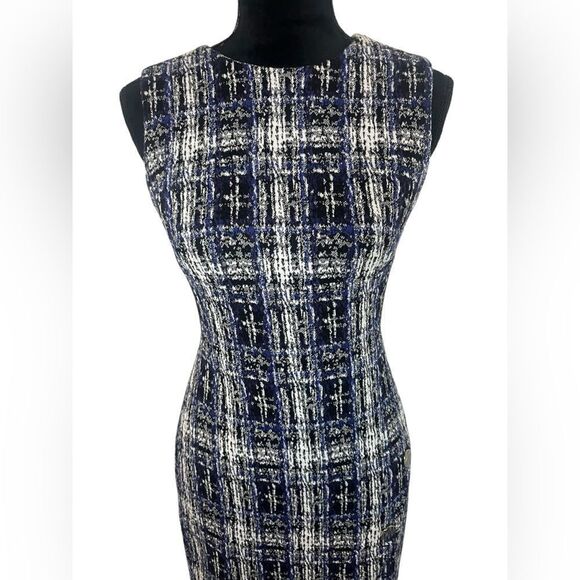 NWOT DKNY TWEED PRINTED‎ ASYMMETRICAL BUTTON PLAID BUSINESS DRESS WOMENS SIZE 2 - Picture 8 of 14